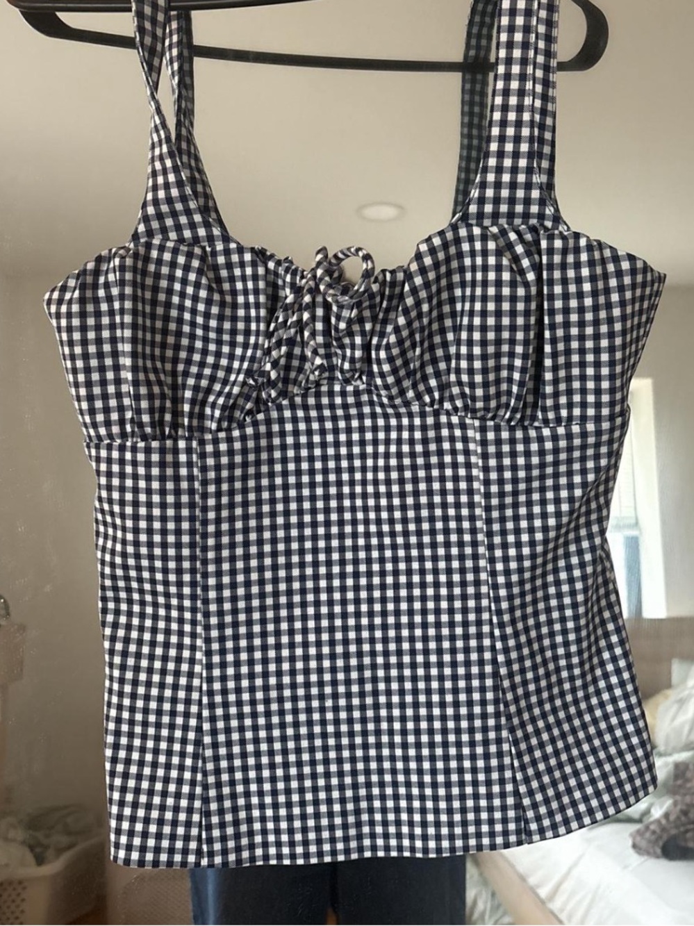 Gingham Tie-Front Tank Top